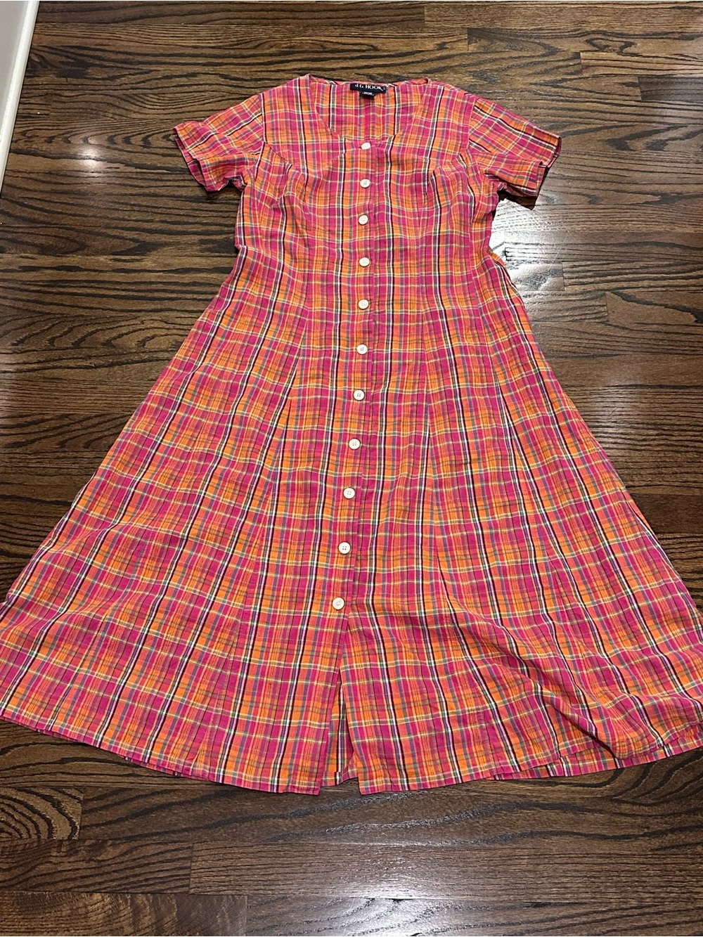 JG Hook Vintage Women’s Plaid Button-Front Dress